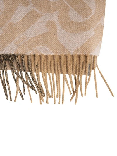 Burberry Fringed Edge Detail Check Scarf In Alabaster