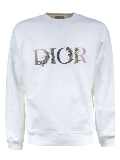 Dior Floral Logo Sweatshirt In White