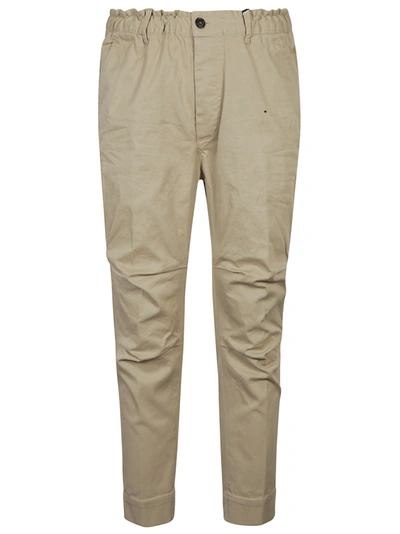 Dsquared2 Ribbed Waist Cropped Trousers In Beige