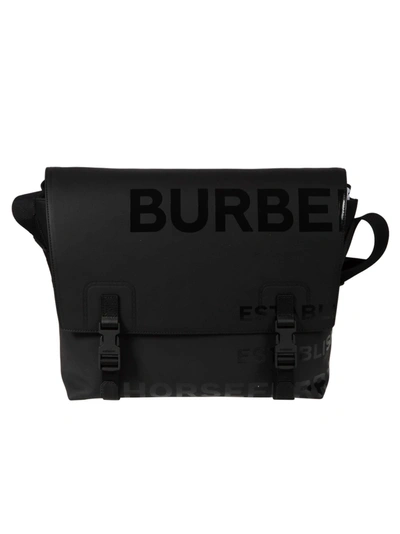 Burberry Top Logo Detail Double Snap Lock Shoulder Bag In Black