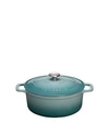 French Home Chasseur French 6.25- Quart Enameled Cast Iron Round Dutch Oven In Blue