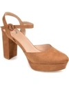 Journee Collection Women's Roslynn Platform Block Heel Dress Pumps In Brown