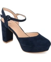 Journee Collection Womens Roslynn Almond Toe High Block Heel Pumps In Navy