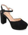 Journee Collection Womens Roslynn Almond Toe High Block Heel Pumps In Black