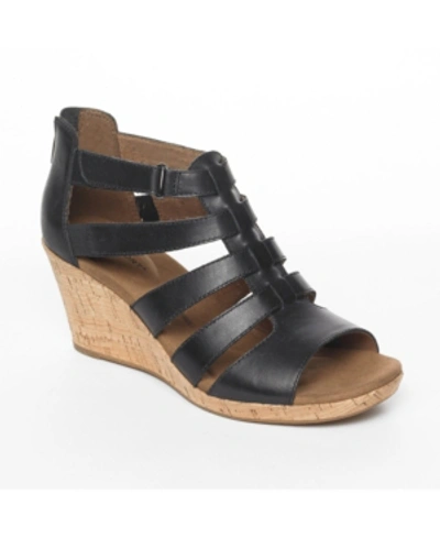 Rockport Briah Womens Faux Leather Pull On Gladiator Sandals In Black