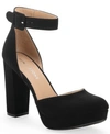 Sun + Stone Estrella Womens Comfort Insole Ankle Strap Pumps In Black Micro
