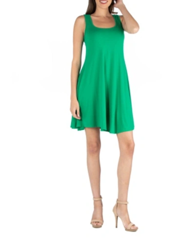 24seven Comfort Apparel Women's Sleeveless A-line Fit And Flare Skater Dress In Green