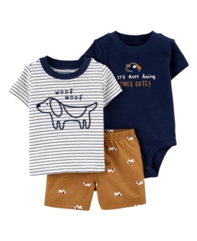 Carter's Baby Boys Dog Little Short Set, 3 Pieces In Blue