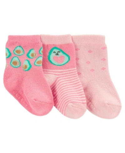 Carter's Baby Boys And Girls Avocado Socks, Pack Of 3 In Pink
