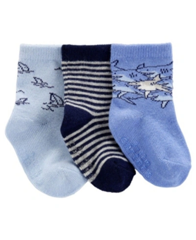 Carter's Baby Boys Shark Crew Socks, Pack Of 3 In Blue