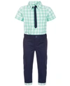 FIRST IMPRESSIONS BABY BOYS 2-PC. GINGHAM SHIRT & PANTS SET, CREATED FOR MACY'S