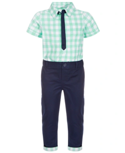 First Impressions Baby Boys 2-pc. Gingham Shirt & Pants Set, Created For Macy's In Garden Mint