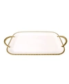 Classic Touch Porcelain Tray With Gold Beaded Borders And Handles In White