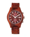 EARTH WOOD CASTILLO WOOD BRACELET WATCH W/DATE RED 45MM