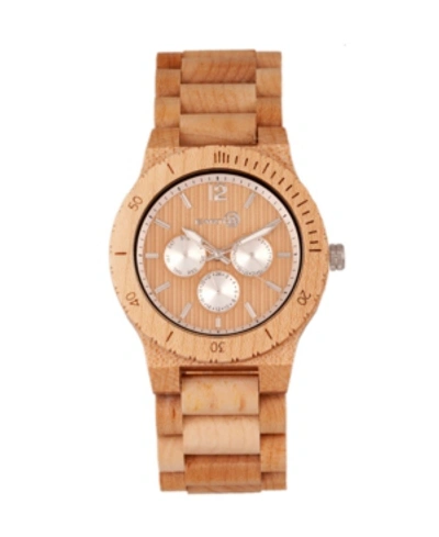 Earth Wood Bonsai Wood Bracelet Watch W/day/date Khaki-tan 45mm In Brown