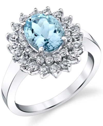 Macy's Aquamarine (1-7/8 Ct. T.w.) & White Topaz (1-1/4 Ct. T.w.) Ring In Sterling Silver In Blue