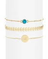 Brook & York Wren Initial Turquoise Bracelet Set In Gold- M