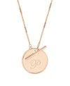 Brook & York Grace Initial Toggle Necklace In Rose Gold- P