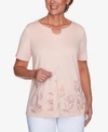 ALFRED DUNNER PLUS SIZE SPRINGTIME IN PARIS FLORAL EMBROIDERY TOP