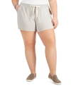 STYLE & CO PLUS SIZE SOLID KNIT TRACK SHORTS, CREATED FOR MACY'S