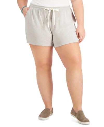 Style & Co Plus Size Solid Knit Track Shorts, Created For Macy's In Light Grey Heather