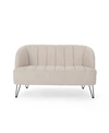 Noble House Lupine Modern Loveseat With Hairpin Legs In Beige