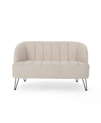 Noble House Lupine Modern Loveseat With Hairpin Legs In Beige
