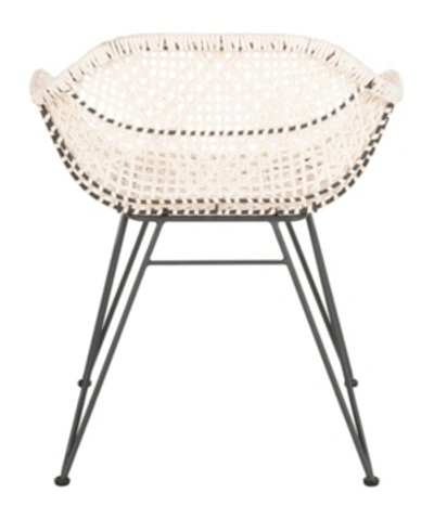 Safavieh Wynona Leather Woven Dining Chair In White