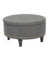 Office Star Augusta Round Storage Ottoman With Antique Bronze Nailheads In Gray
