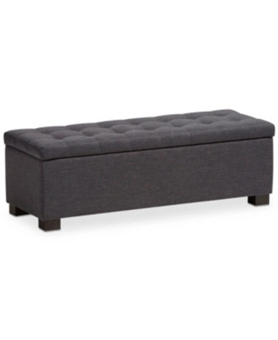 Furniture Roanoke Grid-tufting Storage Ottoman Bench In Charcoal