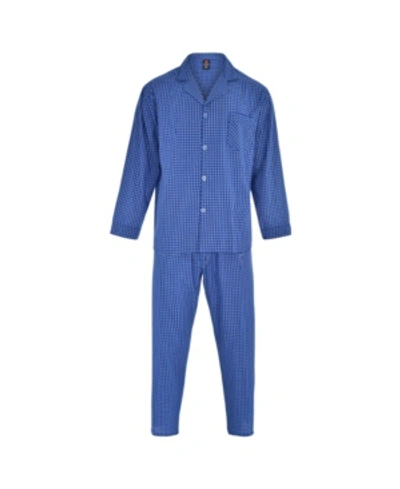 Hanes Platinum Hanes Men's Cvc Broadcloth Pajama Set In Blue Check