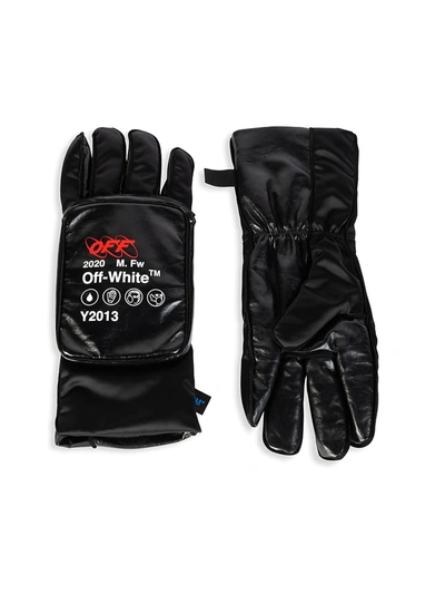 Off-white Men's Logo Pouch Gloves In Black White
