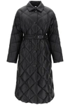 Burberry Mablethorpe Long Down Jacket With Belt In Black