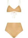 Oseree Womens Gold Lumière Metallic High-rise Bikini Set L In Gold