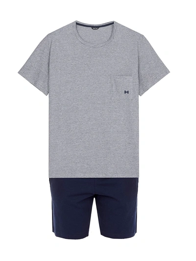 Hom Men's 2-piece T-shirt & Shorts Pyjama Set In Navy