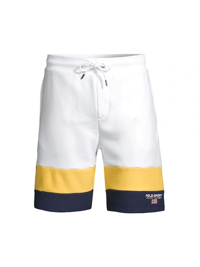 Polo Ralph Lauren Men's 7.5-inch Polo Sport Fleece Shorts In White Multi