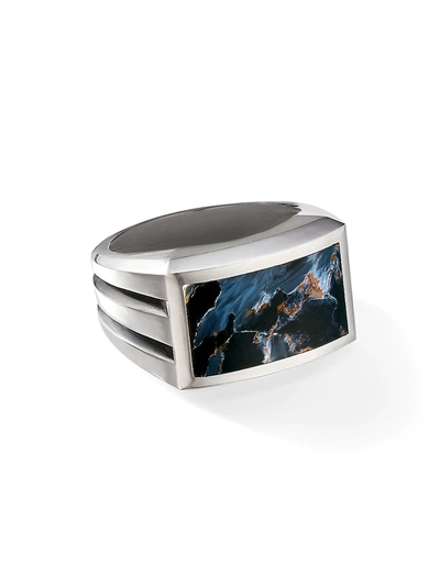 David Yurman Men's Streamline Beveled Signet Ring With Pietersite In Silver