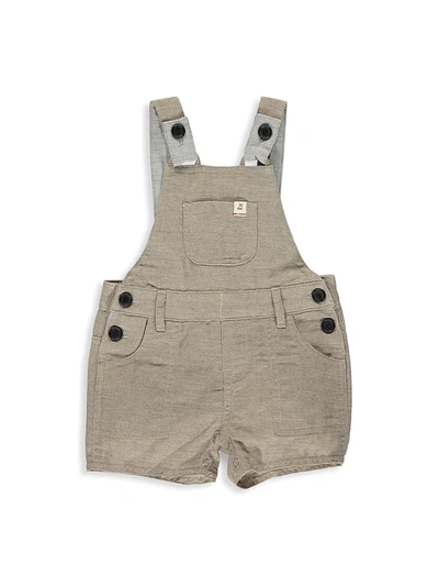Me & Henry Baby's Chambray Shortie Overalls In Beige