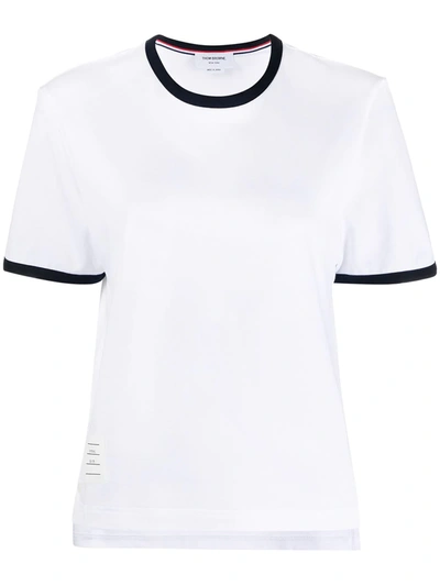 Thom Browne Contrast Trim Cotton T-shirt In White