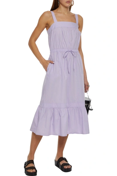 Chinti & Parker Gathered Cotton-poplin Midi Dress In Lilac