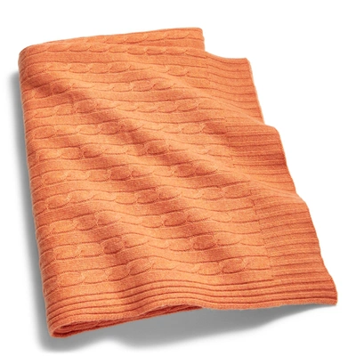 Polo Ralph Lauren Cable Cashmere Throw Blanket In True Tangerine