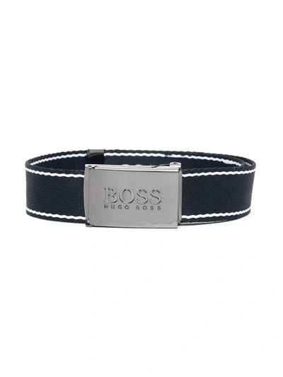 Bosswear Kids' Embossed-logo Belt In Blue