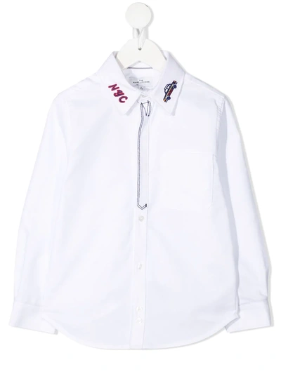 Marc Jacobs Kids' Embroidered Cotton Shirt In White