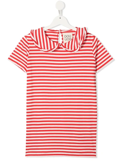 Douuod Kids' Stripe Print T-shirt In Red