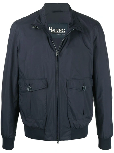 Herno Zip-up Bomber Jacket In Blue