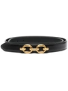 Saint Laurent Link Buckle Calfskin Leather Belt In Black