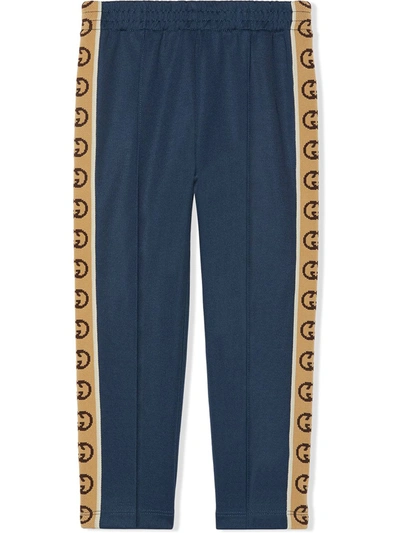 Gucci Kids' Baby Technical Jersey Trousers With Interlocking G In Blue
