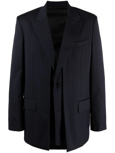 Juunj Striped Single-breasted Blazer In Blue