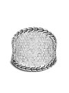 John Hardy Classic Chain Silver Diamond Pave Saddle Ring In Silver
