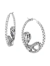 John Hardy Sterling Silver Legends Naga Hoop Earrings With Blue Sapphire In Silver